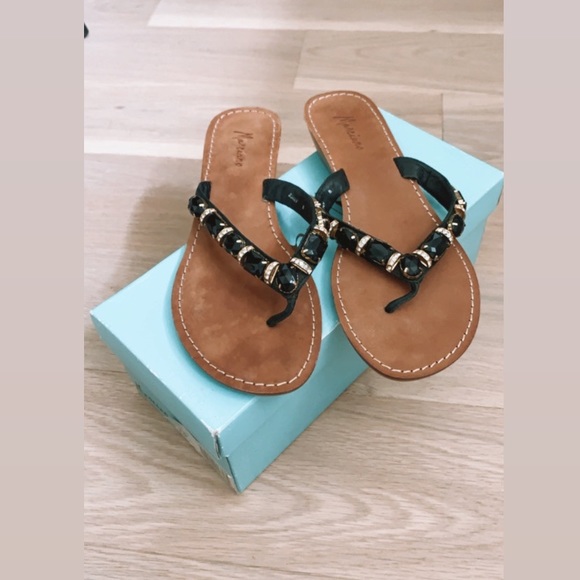 Marciano jewelled flip flop leather sandals - Picture 5 of 8